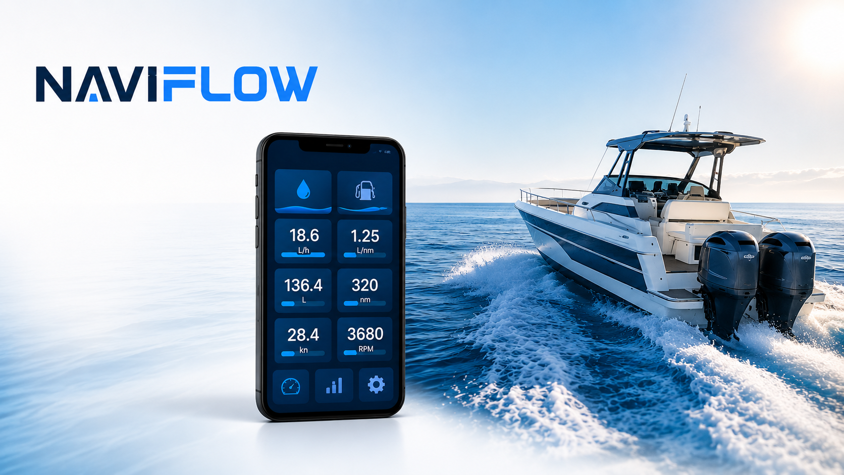 NaviFlow marine fuel flow meter for real-time boat fuel consumption monitoring